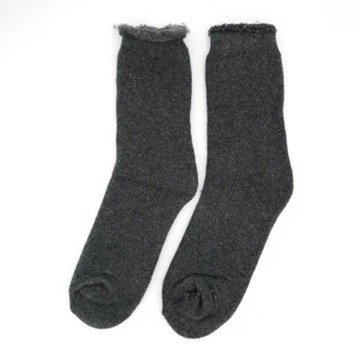 Socks Mens Heat Control Brushed Lining 2pk Crew Cut Navy, Grey & Black