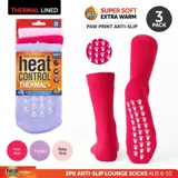 Socks Adults Heat Control Lounge Socks Paw Print Anti-Slip 3pk 3 Assorted Colours Per Pack – image 4