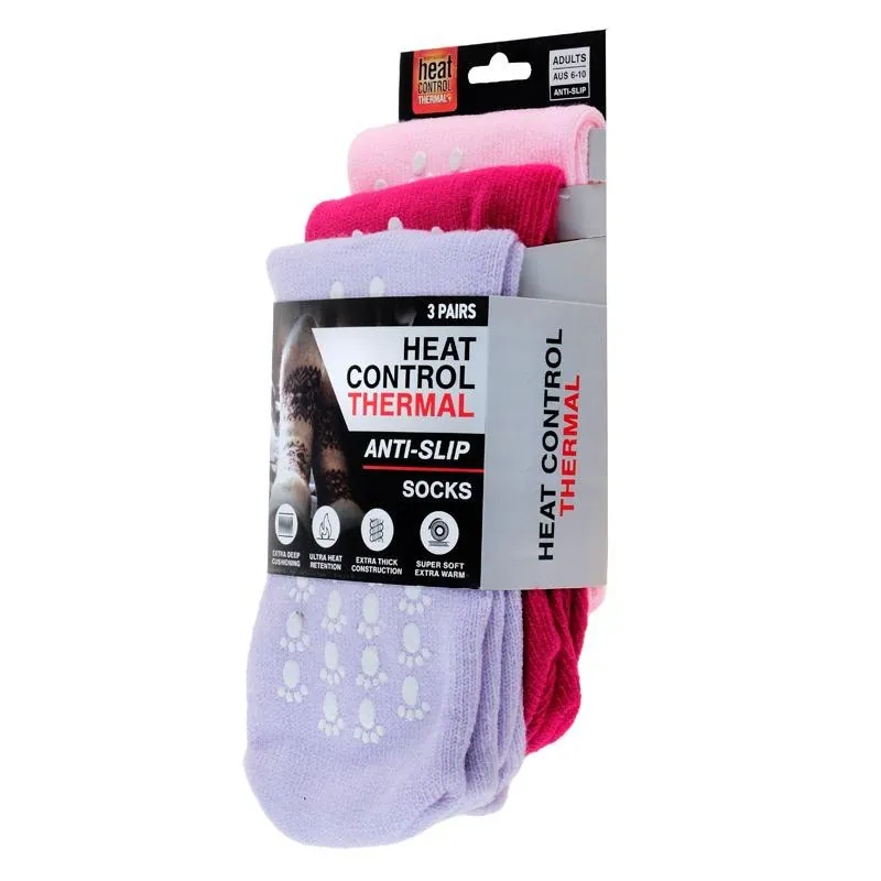 Socks Adults Heat Control Lounge Socks Paw Print Anti-Slip 3pk 3 Assorted Colours Per Pack – image 3