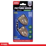 Hook Picture Brass Plated 2pc Includes 4 Nails (Holds Up To 12kg in Plasterboard & 25kg in Tumber Stud) – image 4