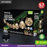 Christmas Solar Festoon Warm White Lights 2 Functions 20pk – image 4