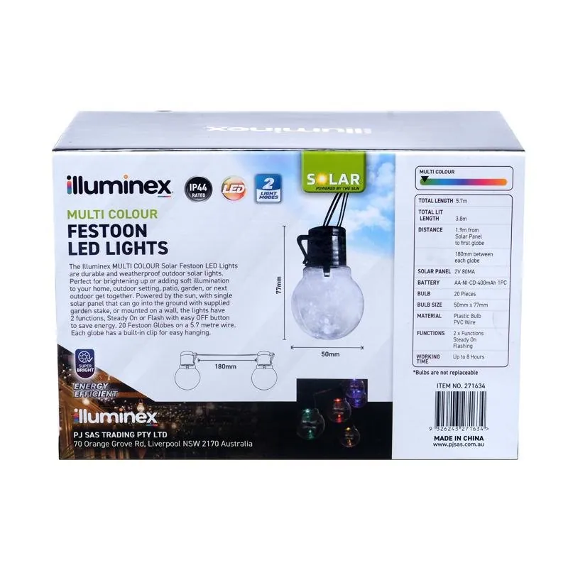 Christmas Solar Festoon Multi Coloured Lights 2 Functions 20pk – image 3