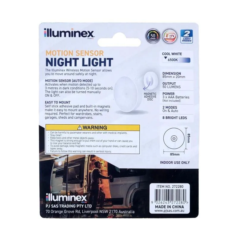 Illuminex Battery Operated Motion Sensor Night Light 85mm X 20mm 0.6W Magnetic (Requires 3 X AAA Batteries - Not Included) – image 2