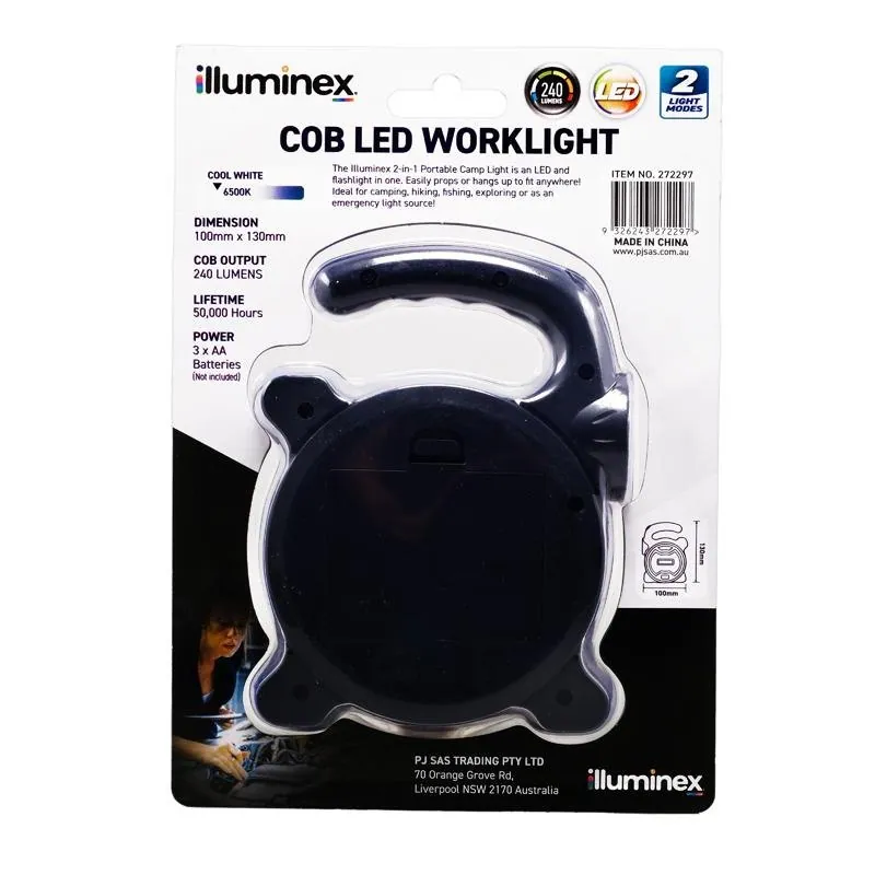 Illuminex Battery Operated 2-in-1 Cob & Flashlight Portable Work Light 240 Lumens 13cm X 10cm (Requires – image 3