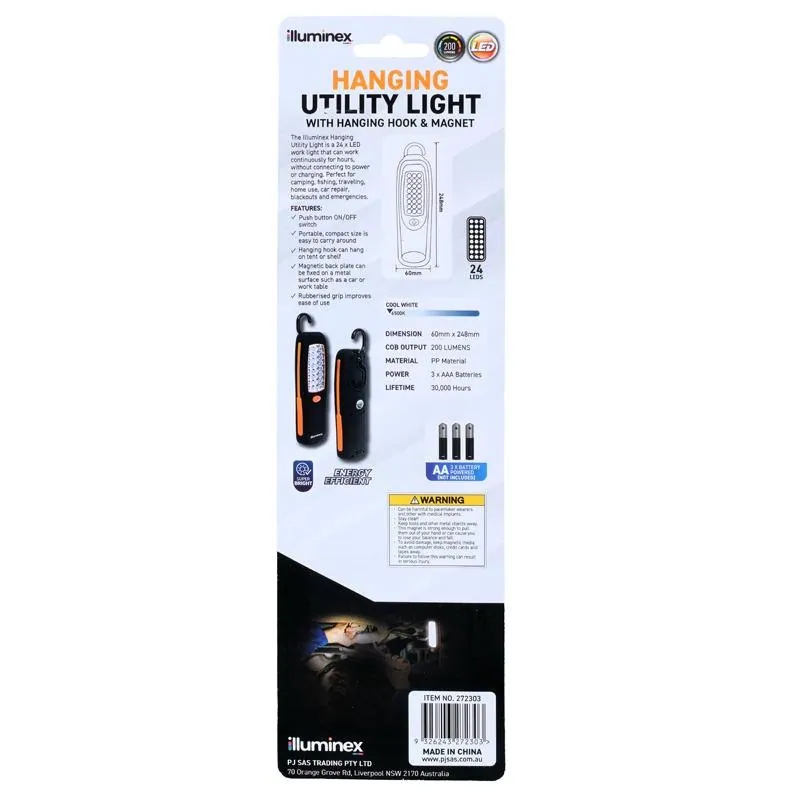 Illuminex Battery Operated Hanging Magnetic Utility Light 24 LED 360 Degree Swivel Hook 20.5cm X 5cm (Requires – image 3