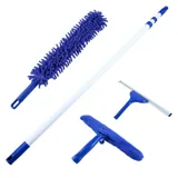 Microfibre Cleaning Set 4pc - Includes: 1x Flexible Microfibre Duster with Handle 57cm, Microfibre Washer, Aluminium Squeegee, 1x Extendable Telescopic Pole with 3 Lengths 90cm - 160cm - 210cm – image 1