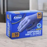 Gloves Powder Free Disposable - Vinyl - Clear - Medium 50pk (Length 240mm X Width Palm 95mm X Thickness 0.10mm) – image 1