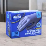 Gloves Powder Free Disposable - Vinyl - Clear - Large 50pk (Length 245mm X Width Palm 105mm X Thickness 0.10mm) – image 1