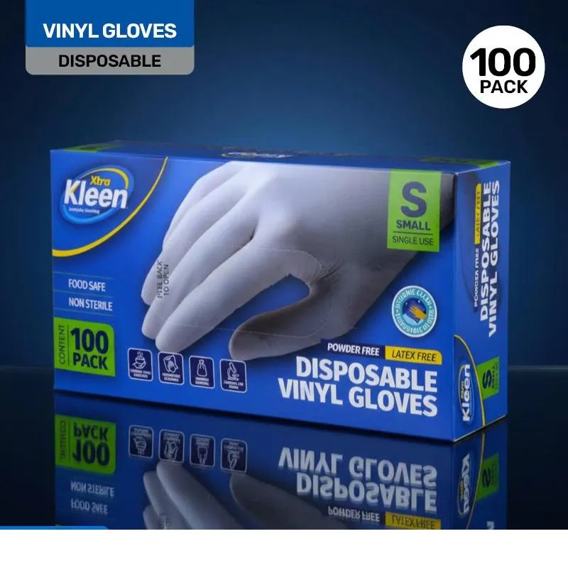Gloves Powder Free Disposable - Vinyl - Clear - Small 100pk (Length 240mm X Width Palm 85mm X Thickness 0.10mm) – image 2