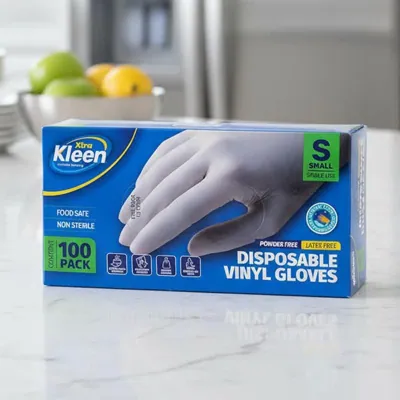 Gloves Powder Free Disposable - Vinyl - Clear - Small 100pk (Length 240mm X Width Palm 85mm X Thickness 0.10mm)