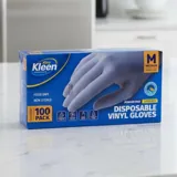 Gloves Powder Free Disposable - Vinyl - Clear - Medium 100pk (Length 240mm X Width Palm 95mm X Thickness 0.10mm) – image 1