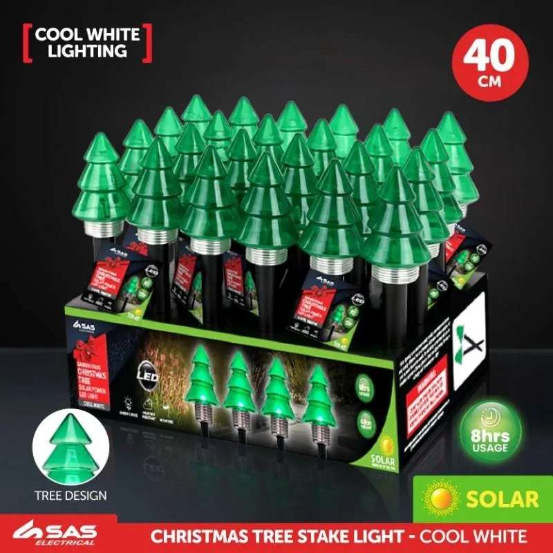 Stake Light Solar Christmas Tree 1LED 8cm X 40cm Types Cool White 1 Function – image 4