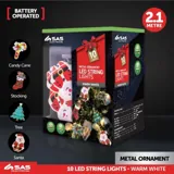Christmas Fairy String Light Battery Operated Premium Metal Ornament Series One 10LED 2.1m Total Length Warm White 1 Function 4 Assorted Designs Requires – image 4