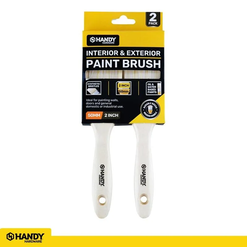 Paint Brush Wooden Handle 50mm 2pk (Suitable for Latex, Oil & Water Based Paints) – image 4