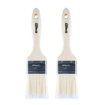 Paint Brush Wooden Handle 50mm 2pk (Suitable for Latex, Oil & Water Based Paints)