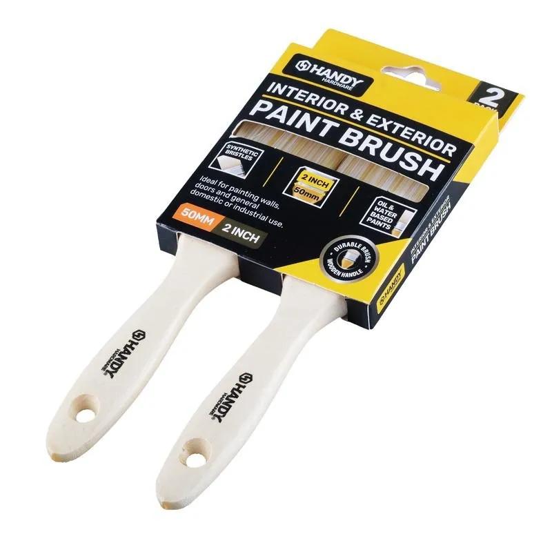 Paint Brush Wooden Handle 50mm 2pk (Suitable for Latex, Oil & Water Based Paints) – image 3