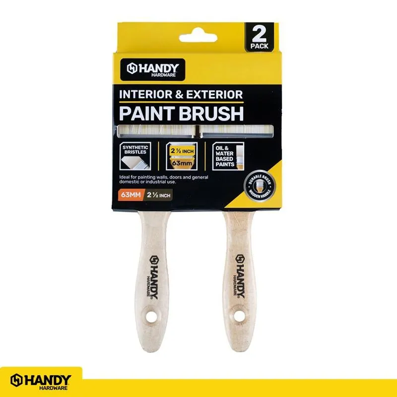 Paint Brush Wooden Handle 63mm 2pk (Suitable for Latex, Oil & Water Based Paints) – image 4