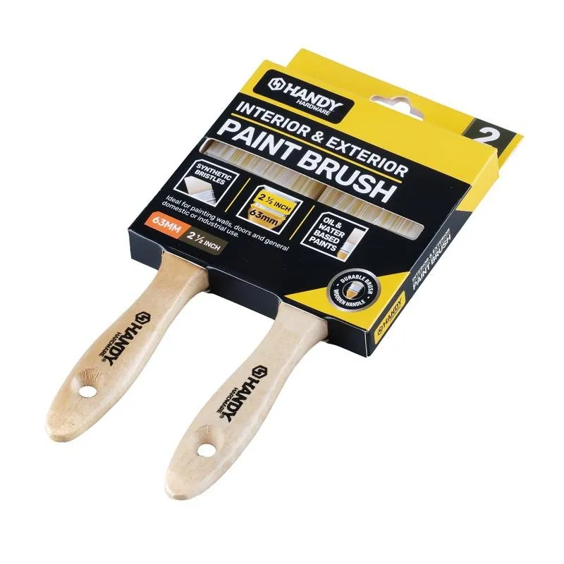 Paint Brush Wooden Handle 63mm 2pk (Suitable for Latex, Oil & Water Based Paints) – image 3