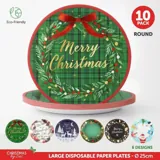 Christmas Paper Plates Round Enviro Disposable 10pk Large - 25cm Dia 6 Assorted Designs – image 4