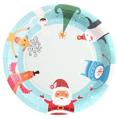 Christmas Paper Plates Round Enviro Disposable 10pk Large - 25cm Dia 6 Assorted Designs