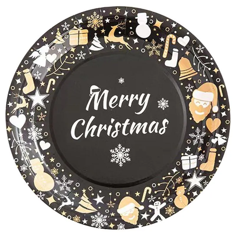 Christmas Paper Plates Round Enviro Disposable 10pk Large - 25cm Dia 6 Assorted Designs – image 2