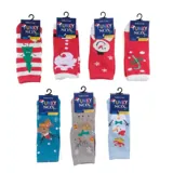Socks Kids Funky Christmas Crew Cut 10 Assorted Designs 2 Assorted Sizes: Aus 9-12 (5-7yrs) & Aus 13-3 (8-10yrs) – image 1