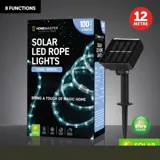 Christmas Rope Light Solar 100LED 12m Total Length Cool White 8 Functions – image 4