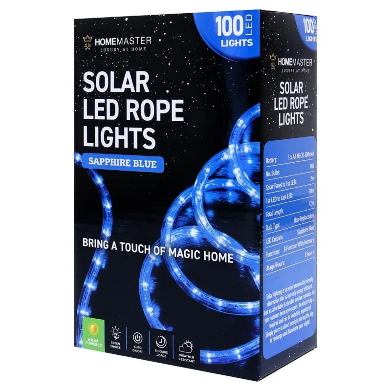 Christmas Rope Light Solar 100LED 12m Total Length Blue 8 Functions – image 3