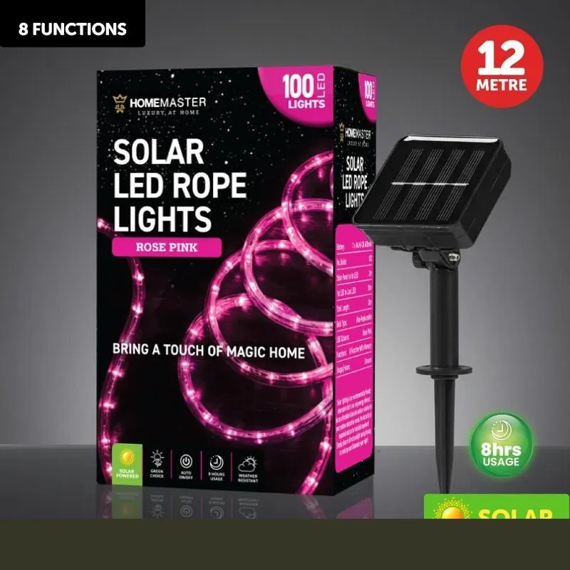 Christmas Rope Light Solar 100LED 12m Total Length Pink 8 Functions – image 4