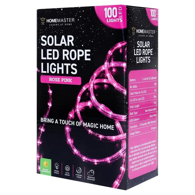 Christmas Rope Light Solar 100LED 12m Total Length Pink 8 Functions – image 3