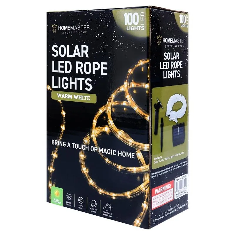 Christmas Rope Light Solar 100LED 12m Total Length Warm White 8 Functions – image 3