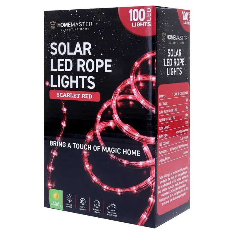 Christmas Rope Light Solar 100LED 12m Total Length Red 8 Functions – image 3