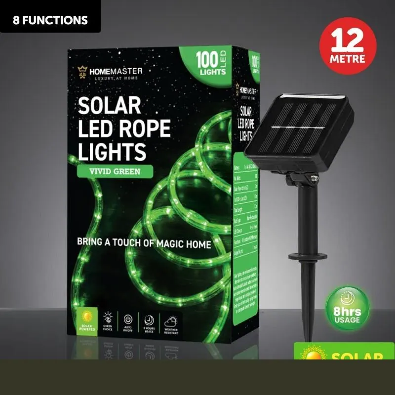 Christmas Rope Light Solar 100LED 12m Total Length Green 8 Functions – image 4