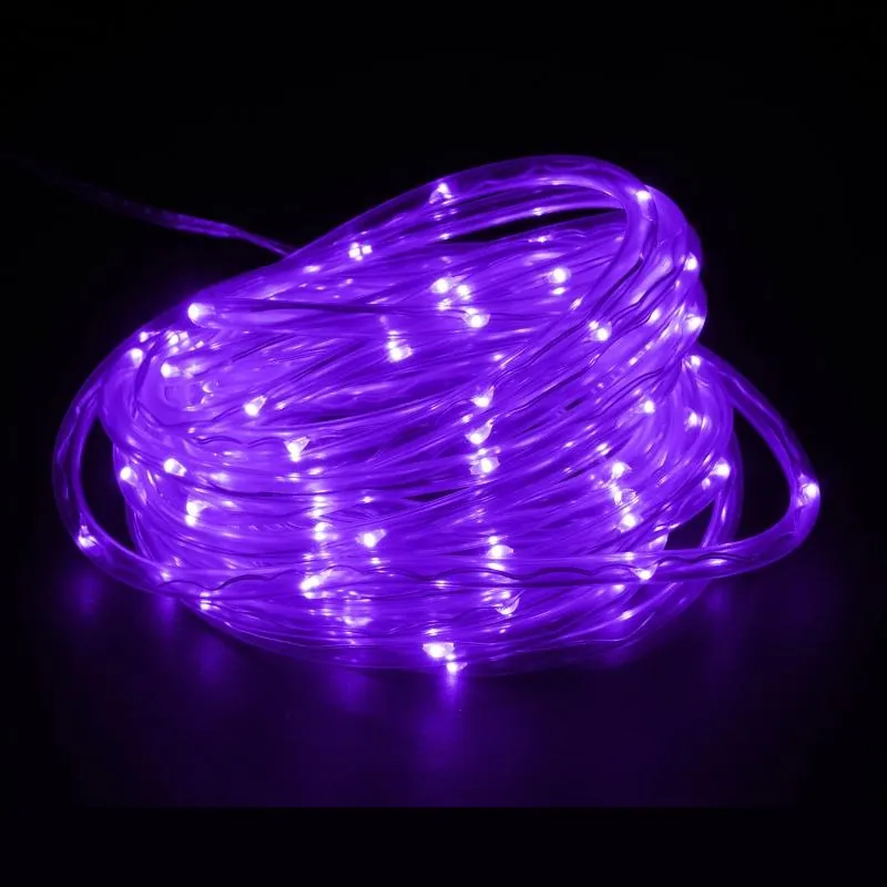 Christmas Rope Light Solar 100LED 12m Total Length Purple 8 Functions – image 2