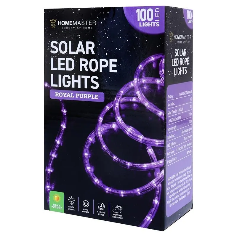 Christmas Rope Light Solar 100LED 12m Total Length Purple 8 Functions – image 3