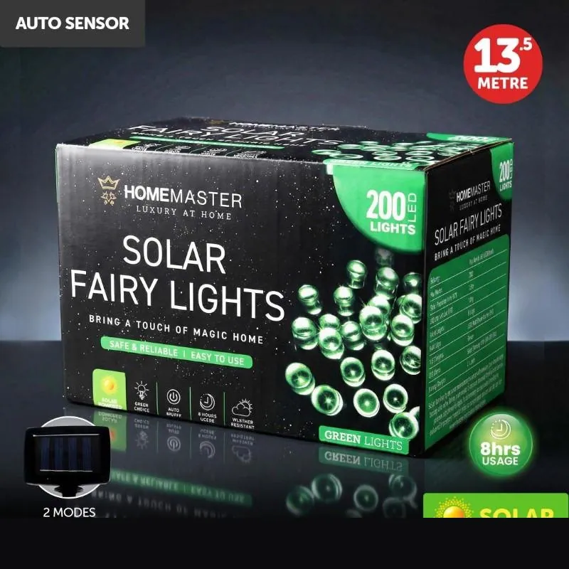 Christmas Fairy Light Solar 200LED 13.5m Total Length Green 2 Functions – image 4