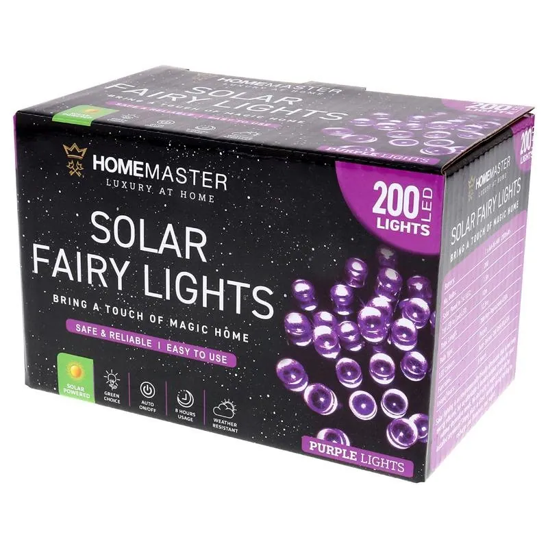 Christmas Fairy Light Solar 200LED 13.5m Total Length Purple 2 Functions – image 3