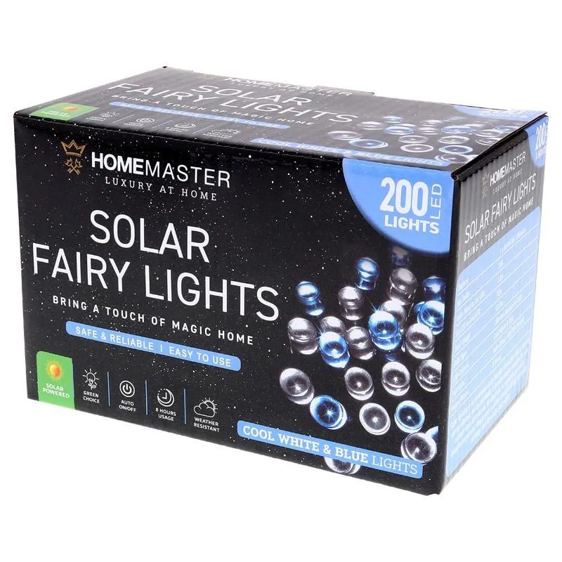 Christmas Fairy Light Solar 200LED 13.5m Total Length Cool White & Blue 2 Functions – image 3