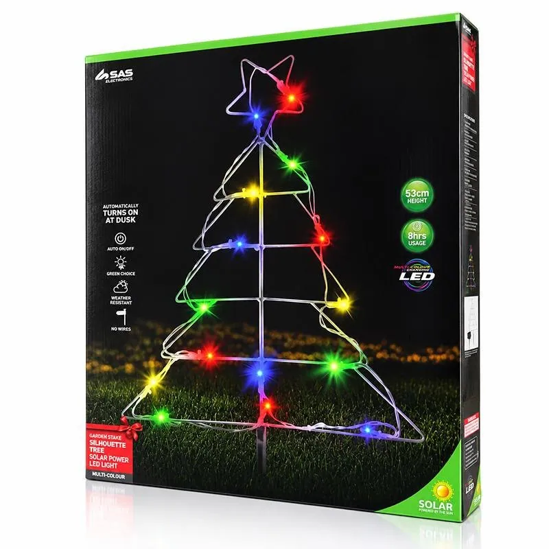 Stake Light Solar Silhouette Christmas Tree 16LED 53cm X 51cm 1.9m Lead Mutlicolour 2 Functions – image 3