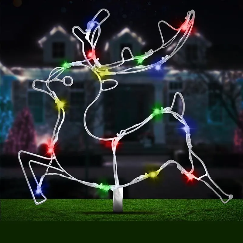 Christmas Stake Light Solar Silhouette Reindeer 16LED 50cm X 39cm 1.9m Lead Multicolour 2 Functions – image 2