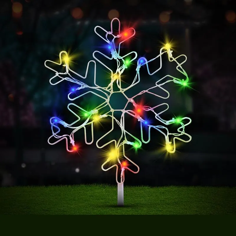 Christmas Stake Light Solar Silhouette Snowflake 16LED 32cm X 28cm X 47cm 1.9m Lead Multicolour 2 Functions – image 2