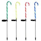 Christmas Stake Light Solar Candy Cane 8LED 16.5cm X 70cm Cool White LED 4 Assorted Outer Colours: Red, Green, Yellow & Blue 8 Function – image 1