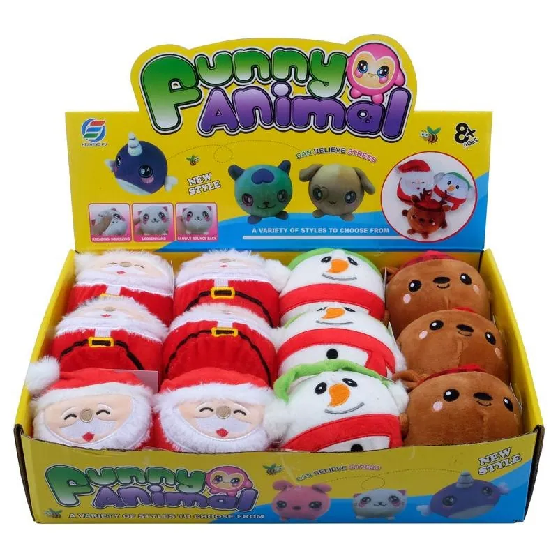 Toy Squeeze Me Plush Christmas 10cm Santa, Snowman & Reindeer Memory Foam Filling – image 4