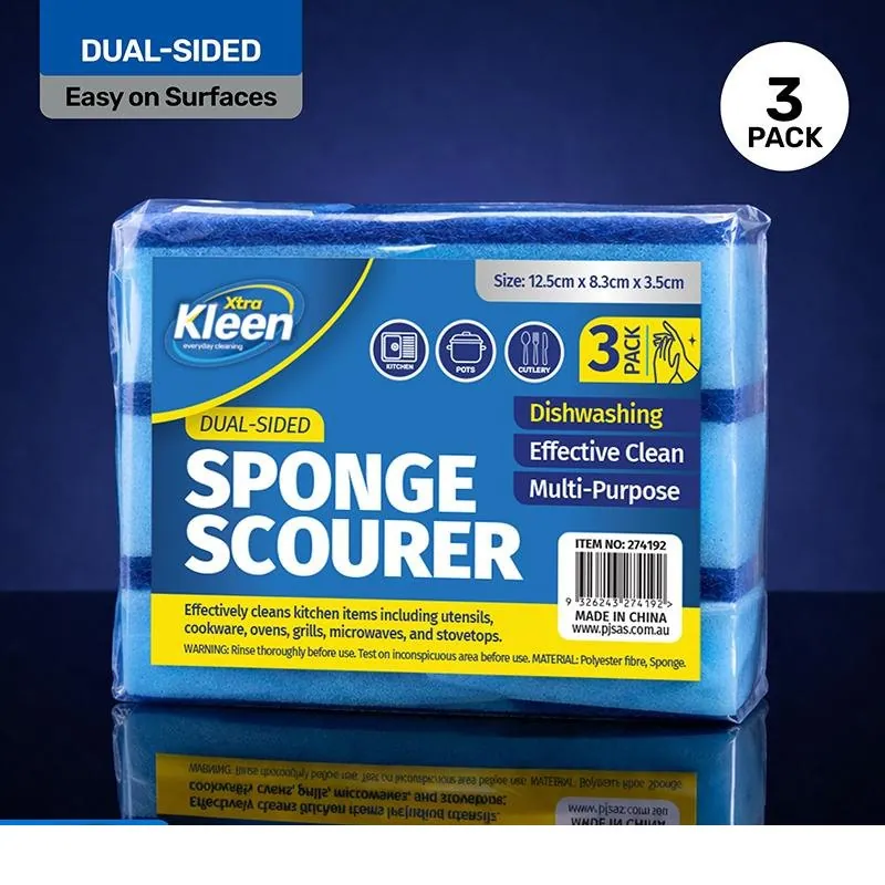 Sponge with Top Scourer 3pk - 12.5cm X 8.3cm X 3.5cm – image 4