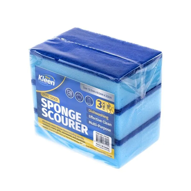 Sponge with Top Scourer 3pk - 12.5cm X 8.3cm X 3.5cm – image 3