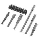 Driver Bit and Socket Adaptors 16pc Set (Includes 10 Bits, 6 Connectors) – image 2