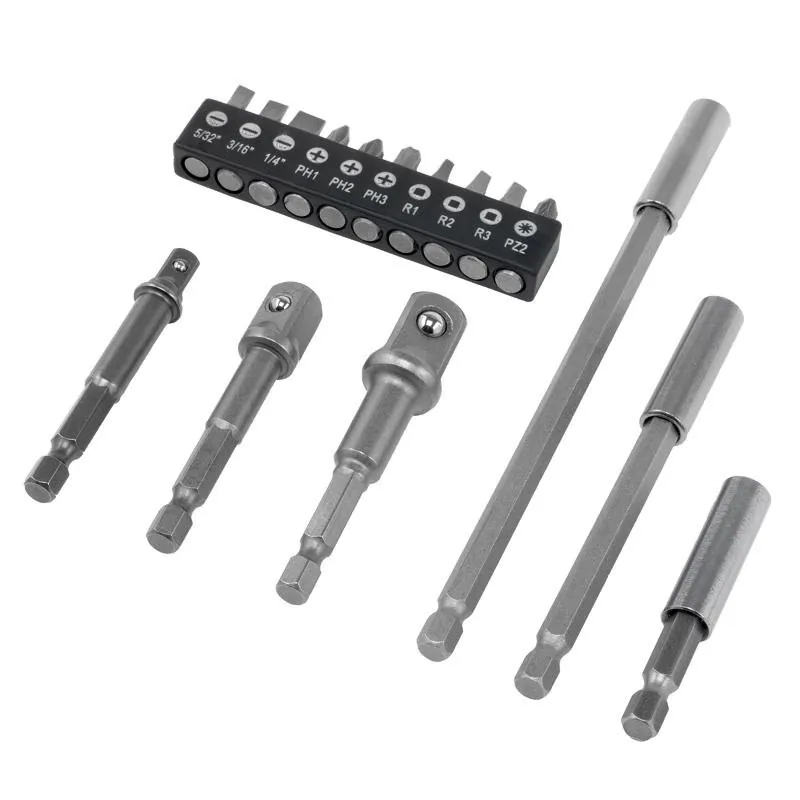 Driver Bit and Socket Adaptors 16pc Set (Includes 10 Bits, 6 Connectors) – image 2