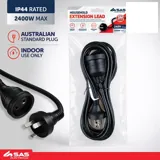 Extension Lead 3 Metre Black 240V 10A Max Load 2400W – image 4