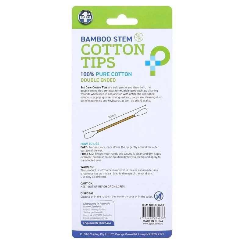 Cotton Tip Applicator with Bamboo Stem 350pk (Double Ended) 7.3cm – image 3