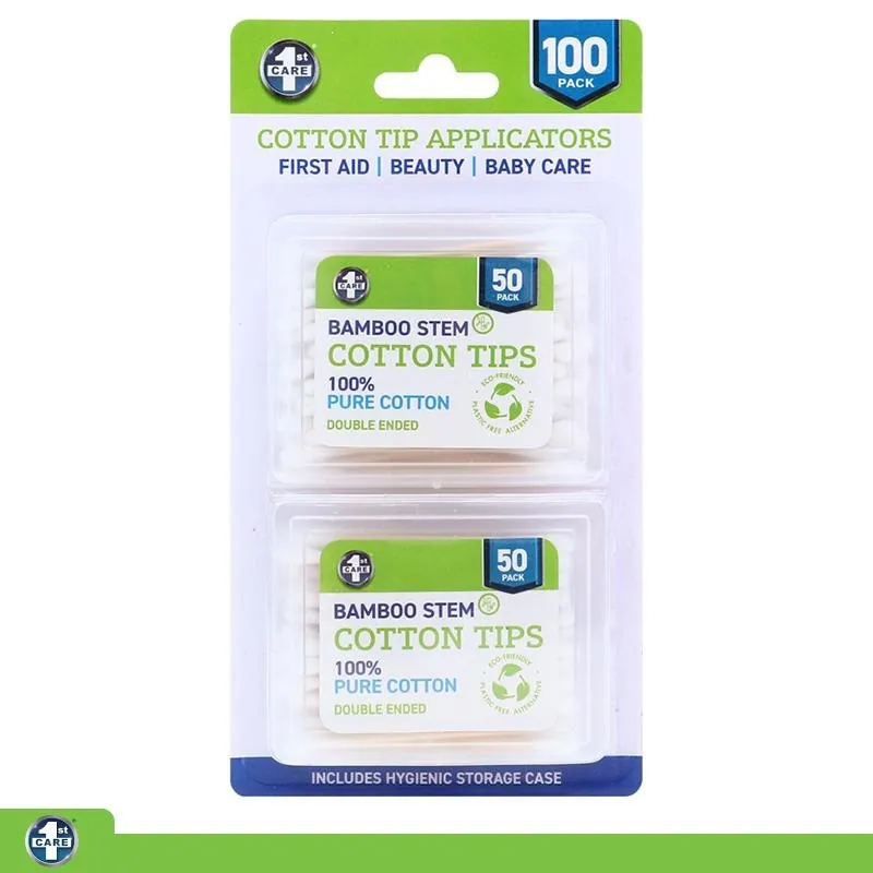 Cotton Tip Applicators with Bamboo Stem 2 X 50pc Packs (100pk) Including Case (Double Ended) – image 4